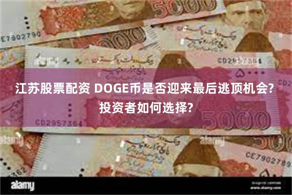江苏股票配资 DOGE币是否迎来最后逃顶机会? 投资者如何选择?