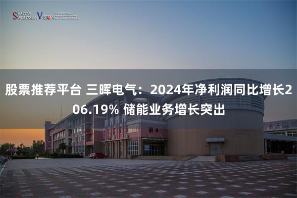股票推荐平台 三晖电气：2024年净利润同比增长206.19% 储能业务增长突出