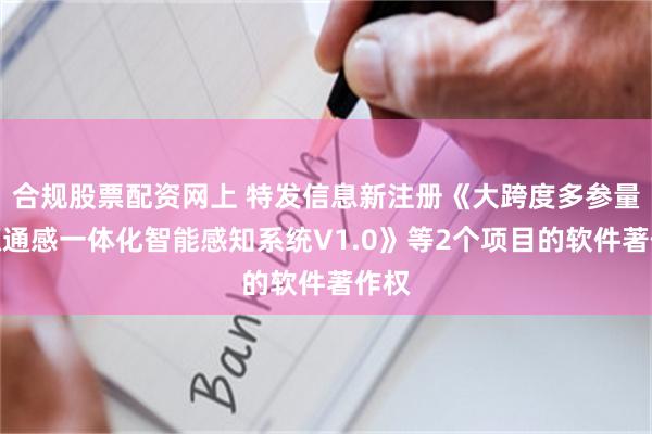 合规股票配资网上 特发信息新注册《大跨度多参量无源通感一体化智能感知系统V1.0》等2个项目的软件著作权
