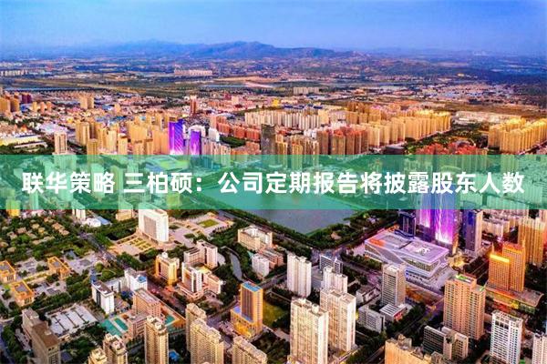 联华策略 三柏硕：公司定期报告将披露股东人数